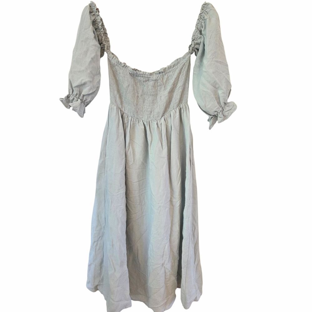 Vici Sage Off Shoulder Midi Dress Ruched Prarie Ethereal Cottagecore Soft Girl S
